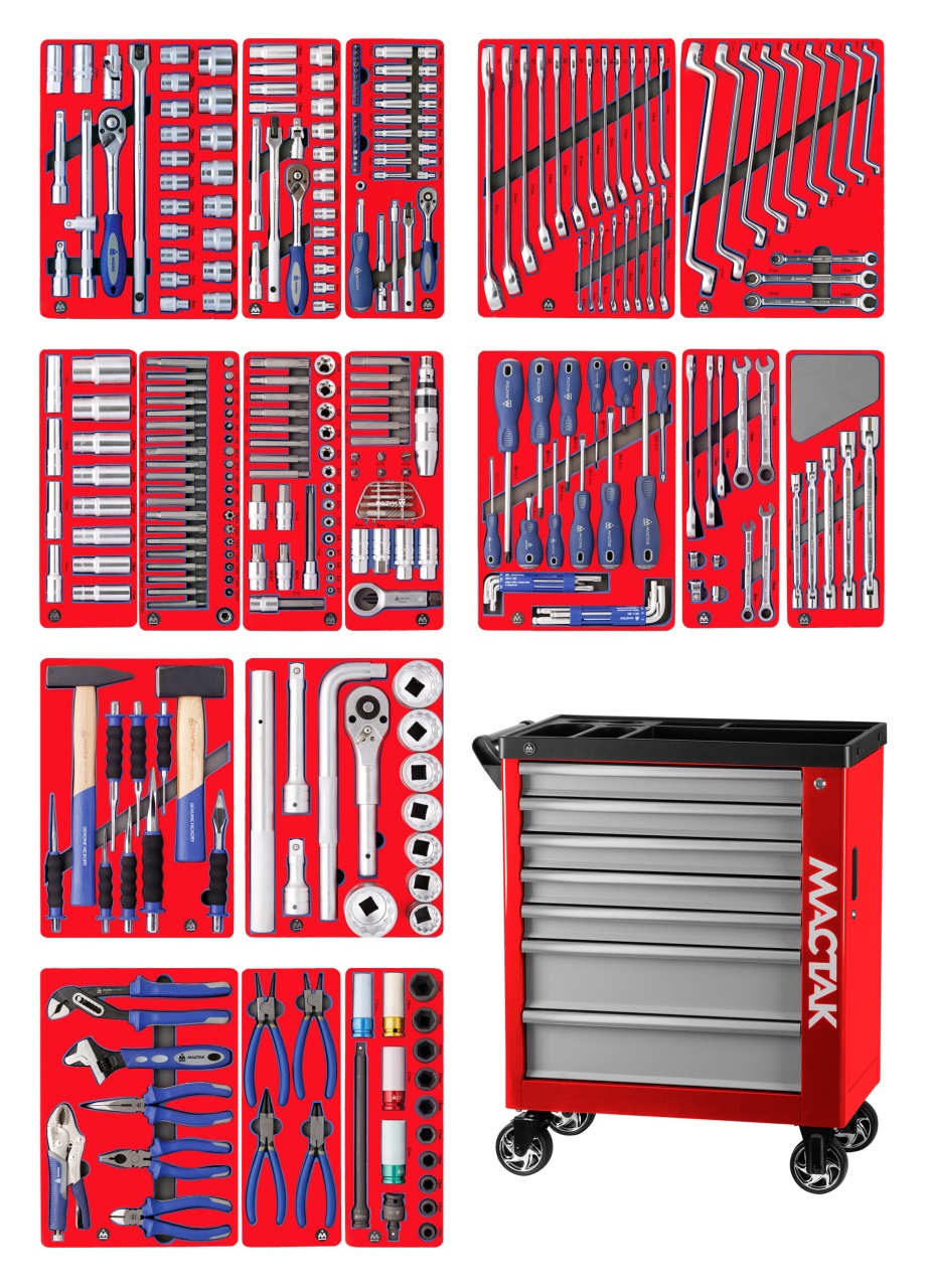 ТЕЛЕЖКА С ИНСТРУМЕНТОМ "ЭКСПЕРТ", КРАСНАЯ 323 ПРЕДМЕТА МАСТАК