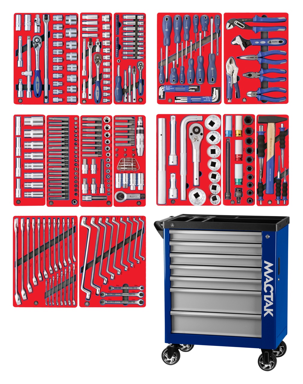 ТЕЛЕЖКА С ИНСТРУМЕНТОМ "ПРОФИ", СИНЯЯ 299 ПРЕДМЕТОВ МАСТАК